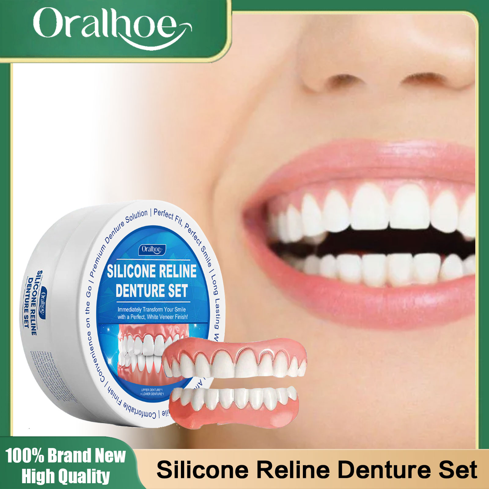 Teeth Whitening Veneers - Soft Silicone Dentures Upper and Lower